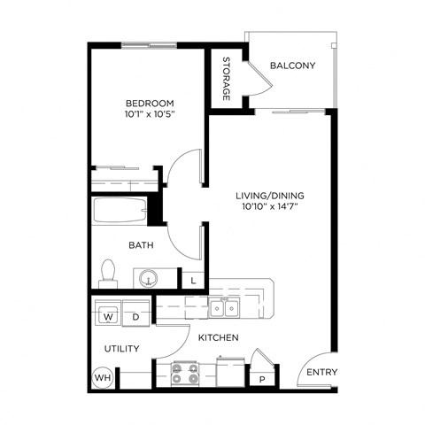 Stillwater Crossing One Bedroom One Bathroom Floor Plan
